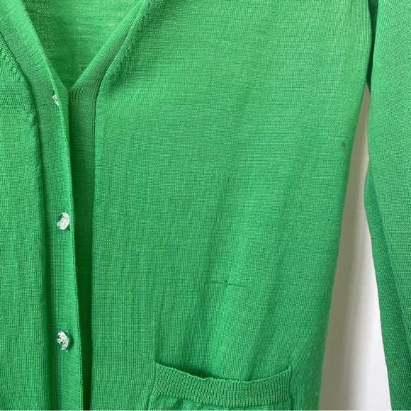 J.Crew Bright Green Jewel toned Cardigan w/Crystal Shaped Buttons - Picture 8 of 8